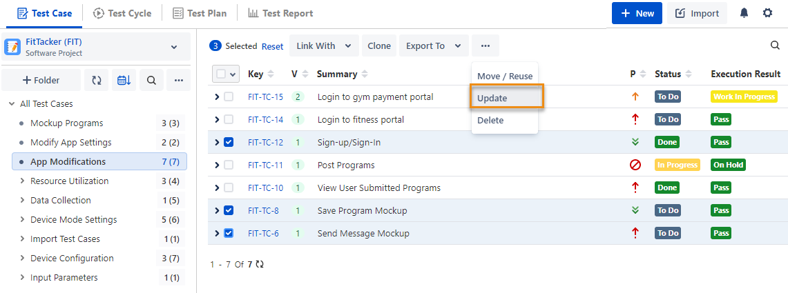 Bulk Update Test Cases