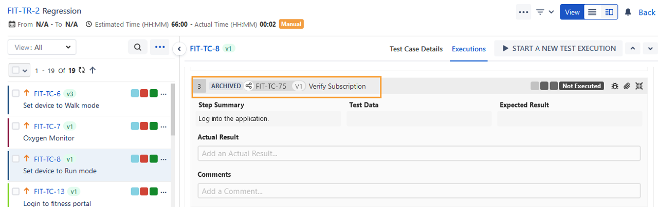 Archived Shareable Steps on Execution Screen