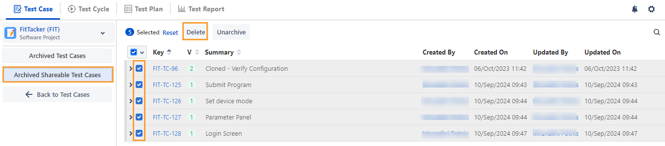 Archive Test Cases in Bulk