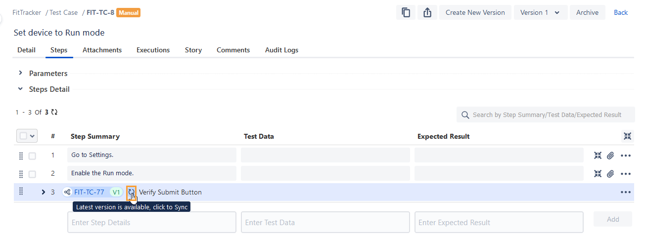 Sync Shareable Step