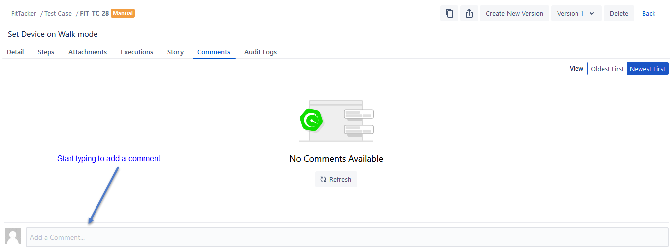 Add Test Case Comments