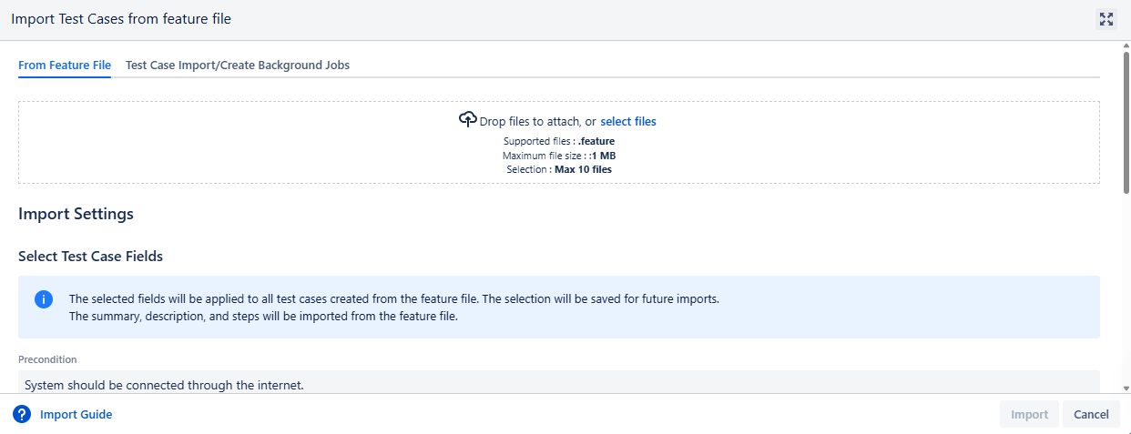 Import TC from Feature File