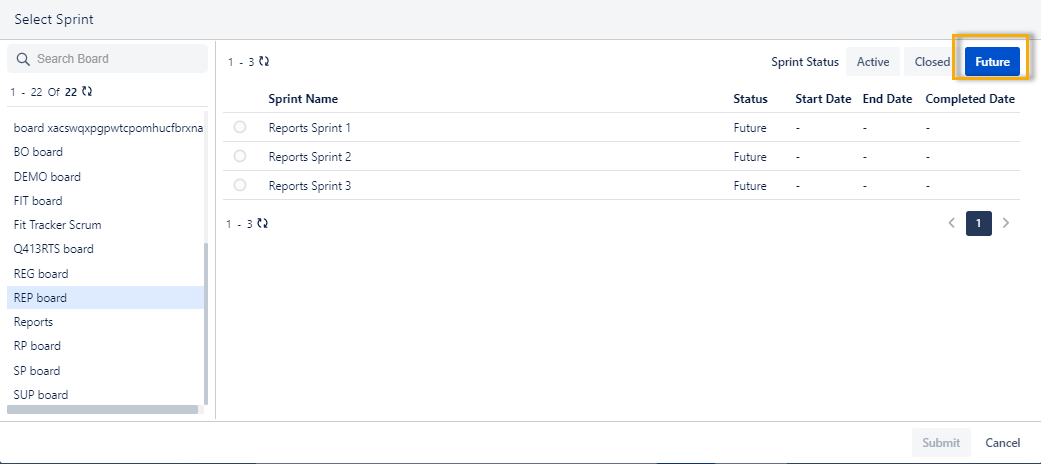 Select Sprint for Test Case