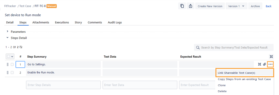 Link Shareable Test Cases