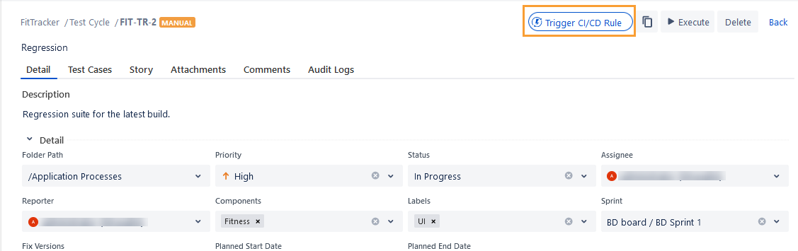 Trigger CI/CD Rule button