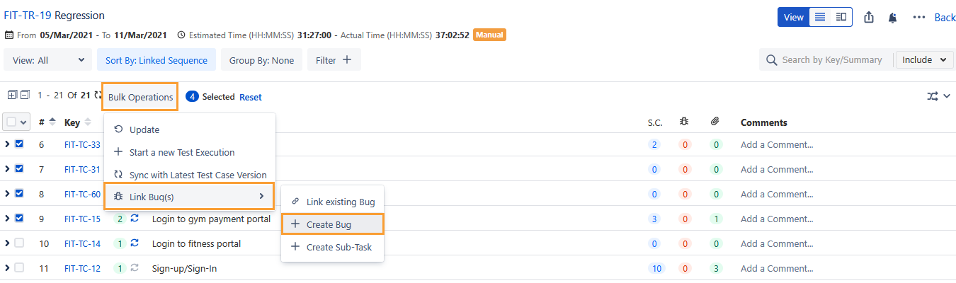 Create and Link Bugs
