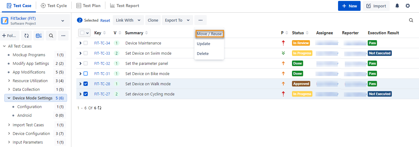 Reuse Test Case Option