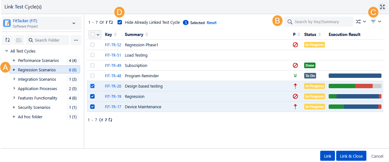 Link Test Cycle Screen