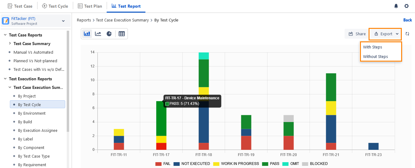 Export Test Execution Report