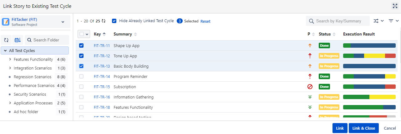 Link Story to Existing Test Cycle
