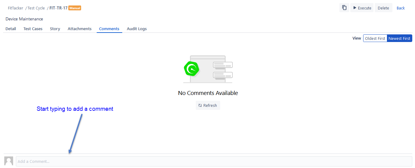 Add Test Cycle Comments
