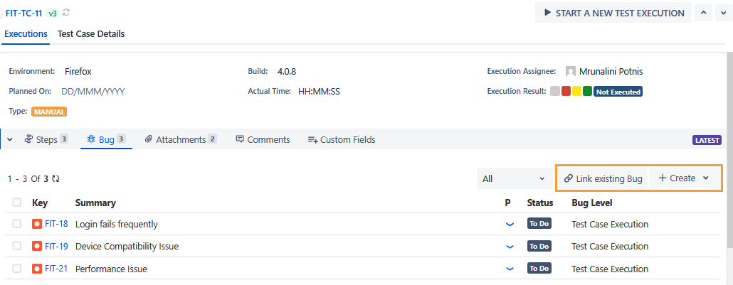 Link Bugs to Test Case Grid View