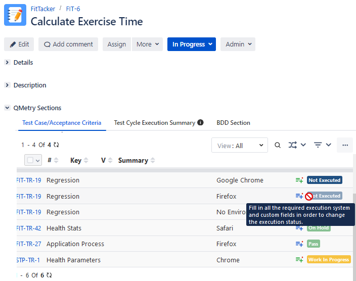 Disabled Execution Result Column