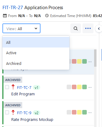 Filter on Archived Test Cases on Grid View