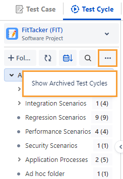 Show Archived Test Cycle Option