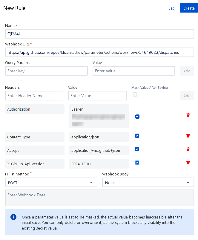 GitHub Actions Rule Without Query Parameters