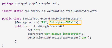 QAF Story Annotation in Java