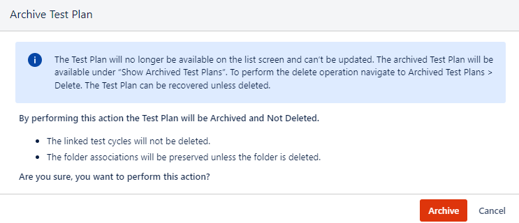 Archive Test Plan from List View