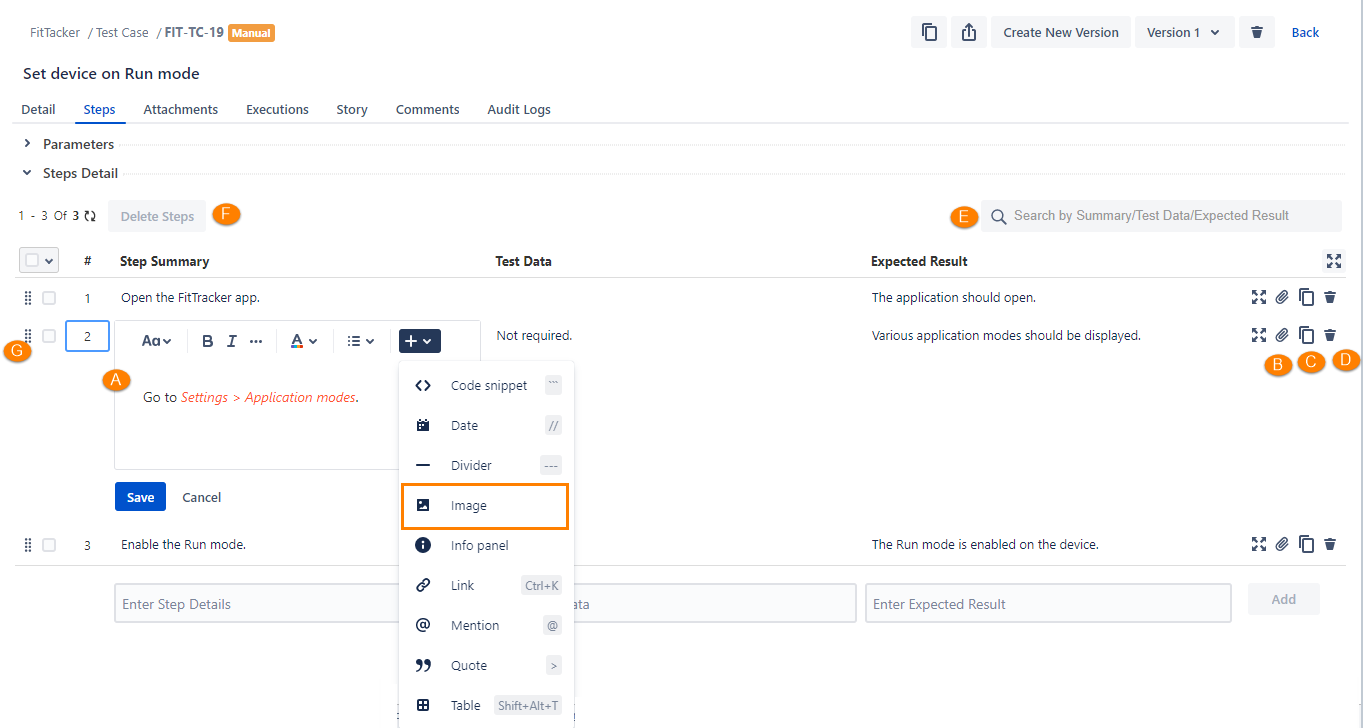 Add Test Steps from Steps Tab