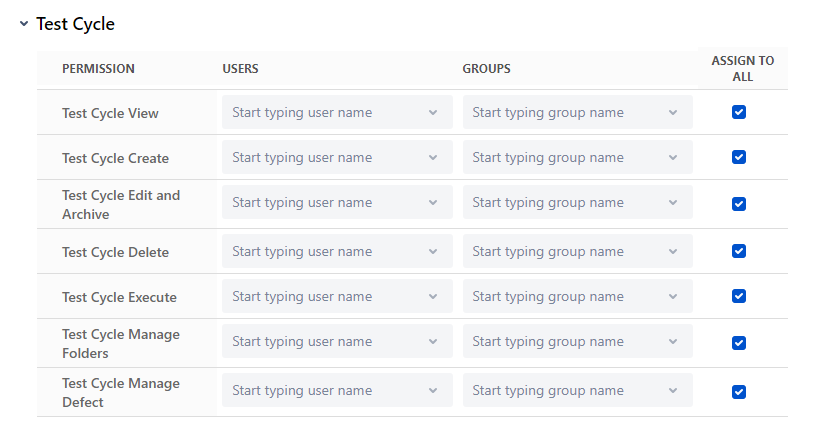 Test Cycle Permissions