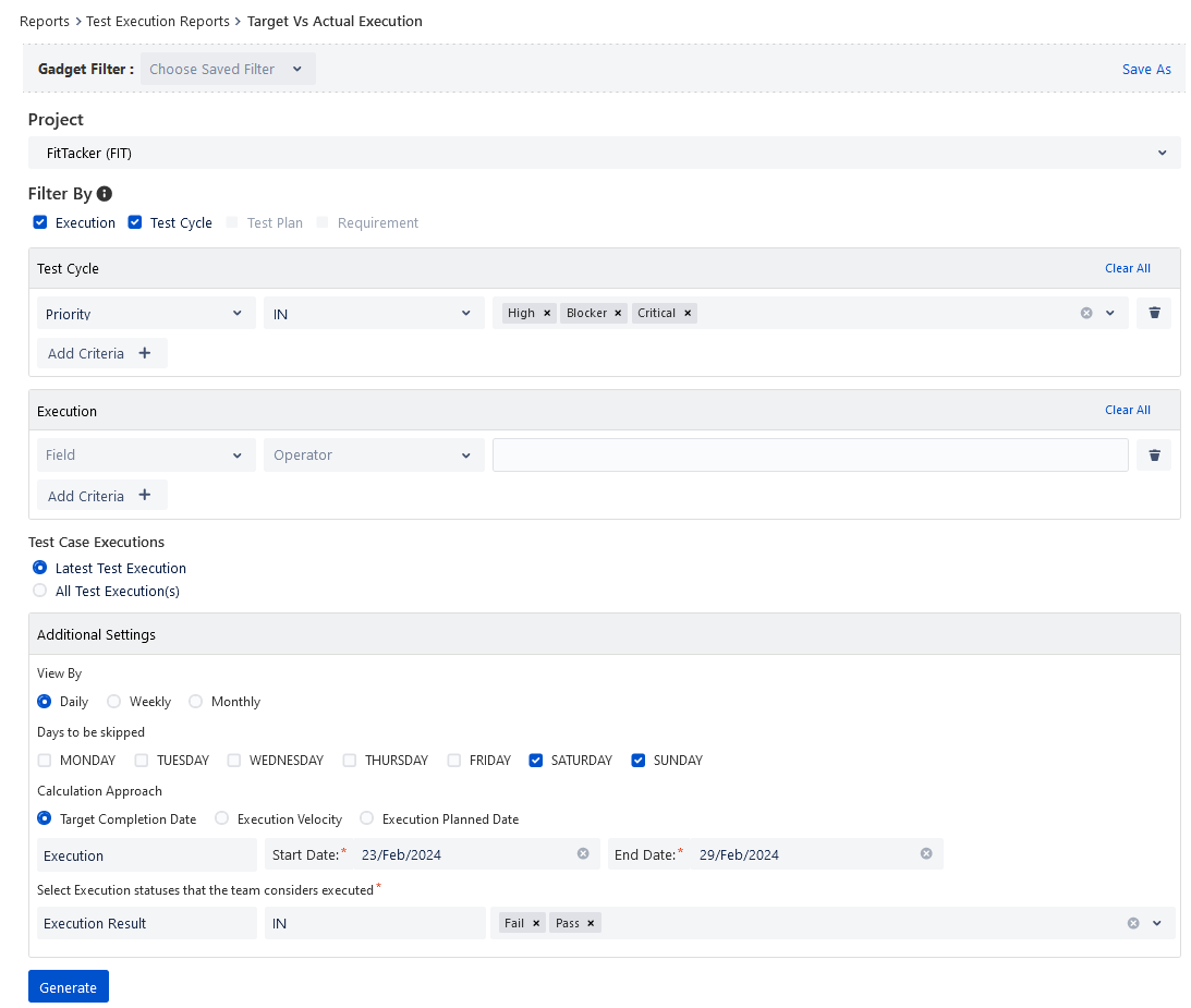 Target Actual Report Config