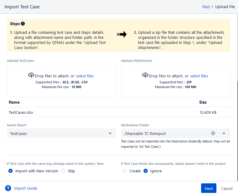 Import Shareable Test Case