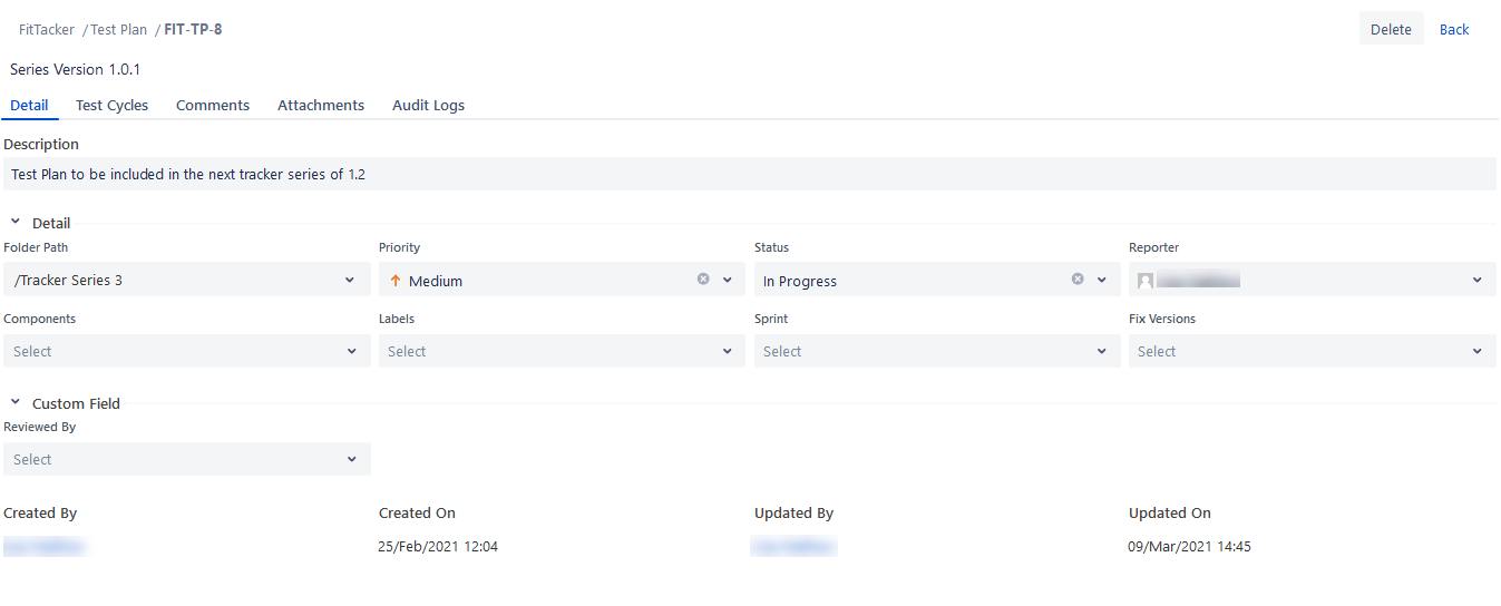 Inline Editing of Test Plan