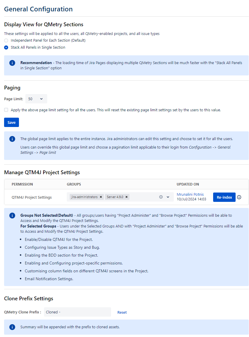 Manage QTM4J Project Settings