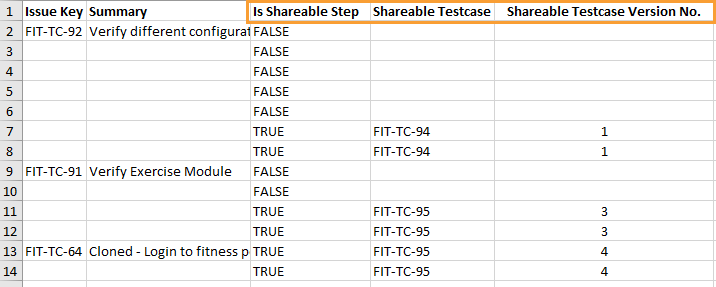 Identify Shareable Test Steps in Excel