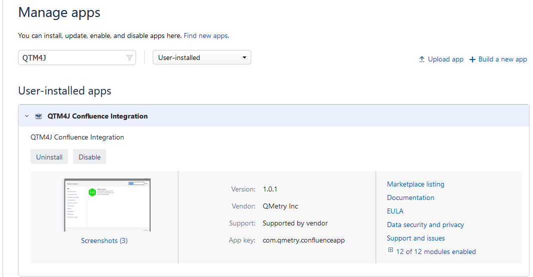 Integration App in Manage Apps
