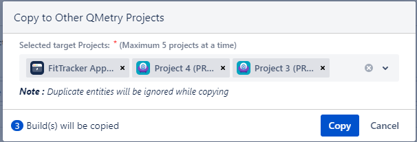 Select Projects to Copy Builds