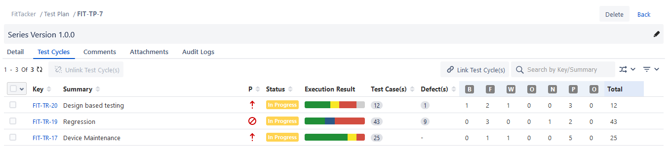 Execution Summary Test Plan