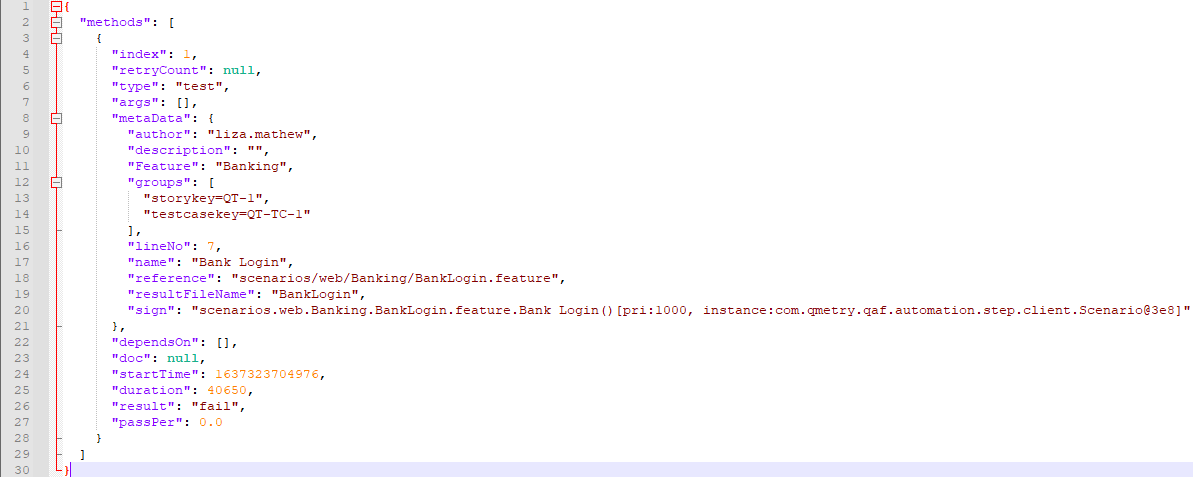 QAF Sample Test Result File