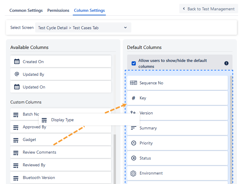Configure Default Columns