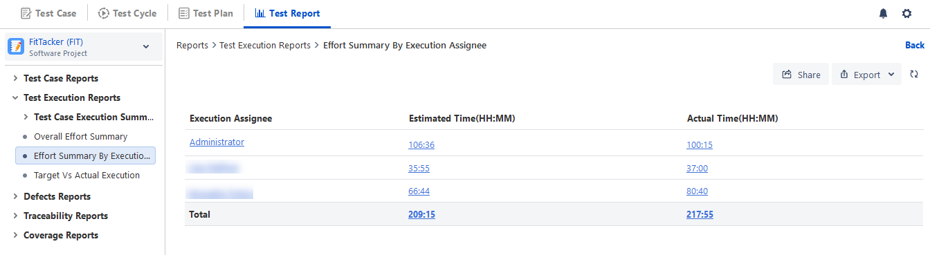 Effort Summary By Execution Assignee