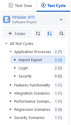 Test Cycle Folder Hierarchy View