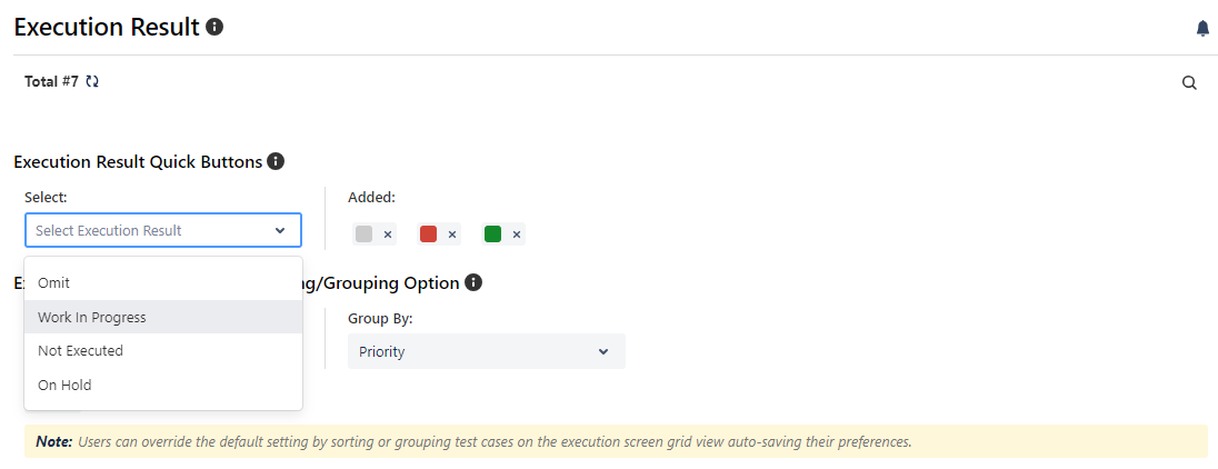 Execution Result Quick Button