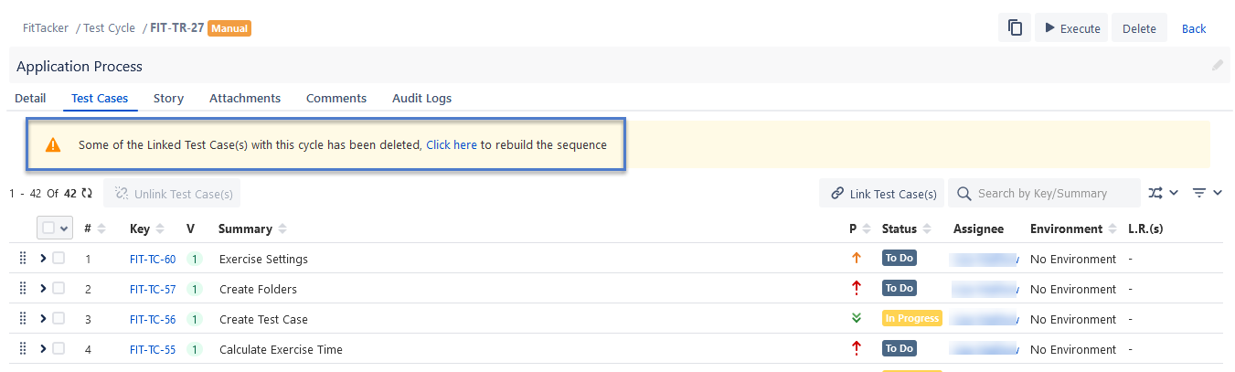 Sync Test Cases on Tab