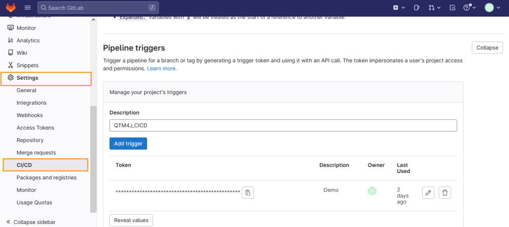 GitLab Config Add Trigger