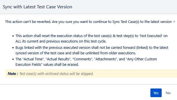 Sync Confirmation Grid View