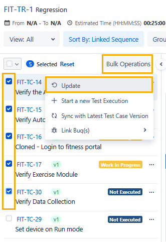 Bulk Update Execution Result