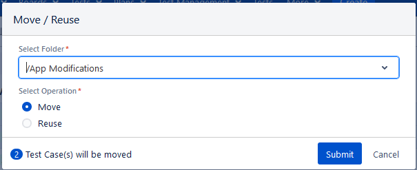 Select Folder to Move Test Case