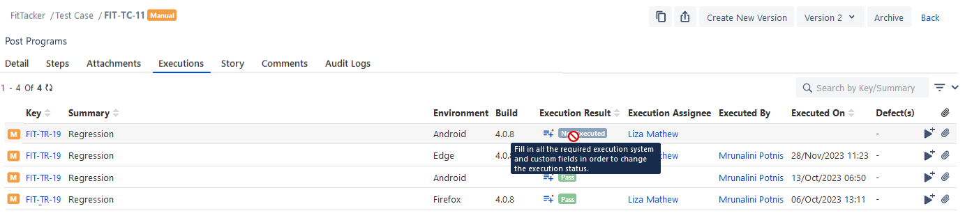Disabled Execution Result
