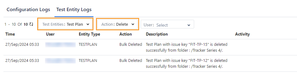 Test Plan Audit Logs