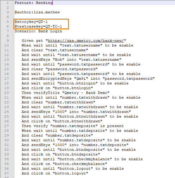 QAF Feature File
