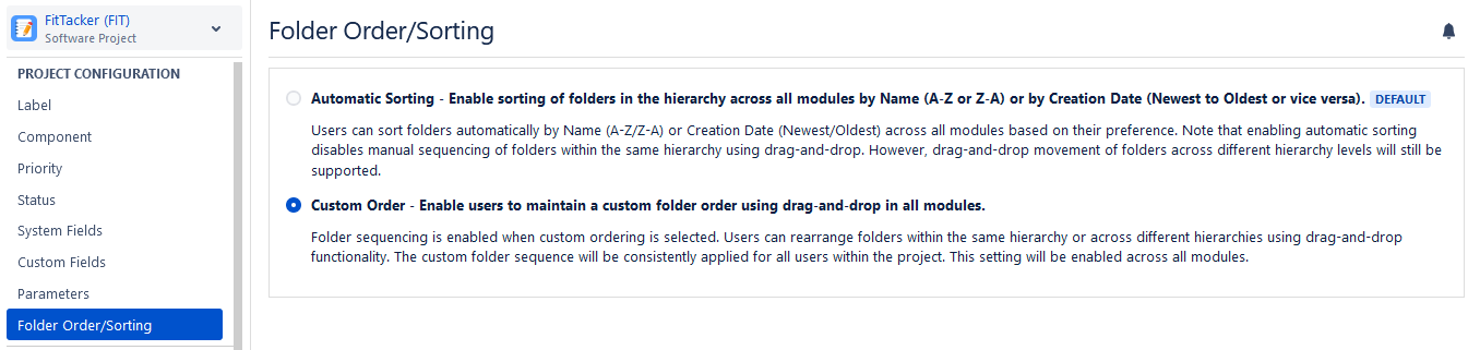 Select Folder Order Option