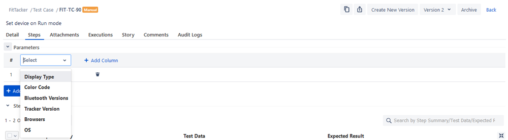 Add Column for Parameters